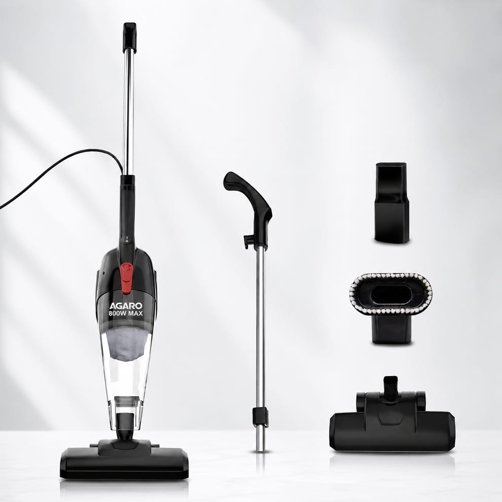 A AGARO Regal Plus 2-in-1 Upright Vacuum Cleaner 800W | Powerful 6.5kPa Suction | Handheld & Stick Vacuum for Home Cleaning | Bagless Design.